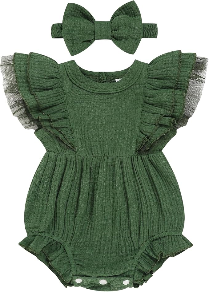 TITKKOP Ruffle Bubble Romper for Baby Girl | One-Piece Shorts Jumpsuit | Summer by TITKKOP