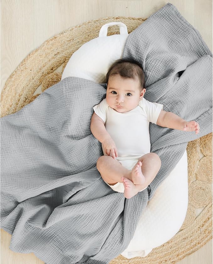 Konssy 3-Pack Muslin Baby Swaddle Blankets, 47 x 47 in Receiving Blankets | - Image 3