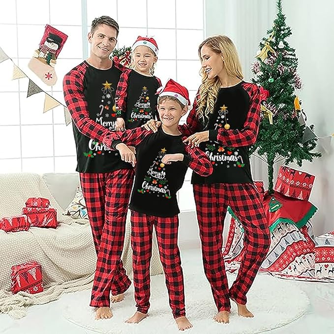 Awoscut Family Christmas Pajamas Matching Pajamas for Family, Xmas PJs Sets Holiday Sleepwear