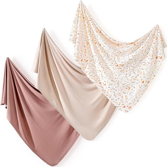 3-Pack Ultra Soft Stretchy Jersey Knit Baby Swaddle Blankets, 33x44 | Snug by BUYNOW