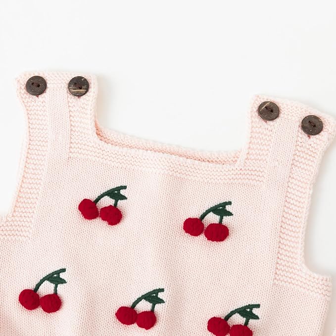 Simplee kids Baby Girl Romper, Sleeveless Pompoms Square Neck | Soft Breathable - Image 3