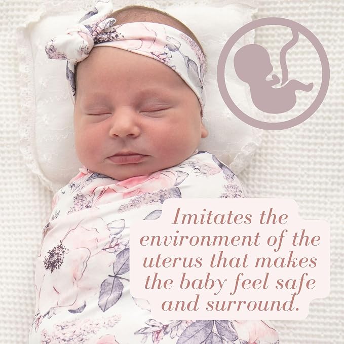 Newborn Baby Swaddle Set Headband Beanie and Name Card - Image 5