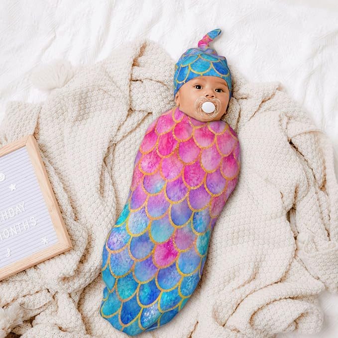 Mermaid Swaddle Blankets Soft Receiving Blanket Baby Swaddle Wrap - Image 6