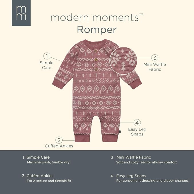 Modern Moments by Gerber Baby Henley Waffle Knit Romper - Image 6