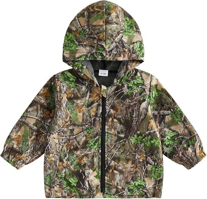 Toddler Baby Boy Lightweight Hooded Jacket Excavator Coat Outwear | Truck Print by Rourufy