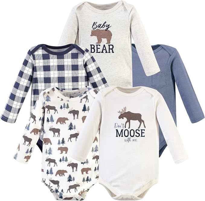 Hudson Baby baby-boys Cotton Long-sleeve Bodysuits 5-pack by HudsonBaby