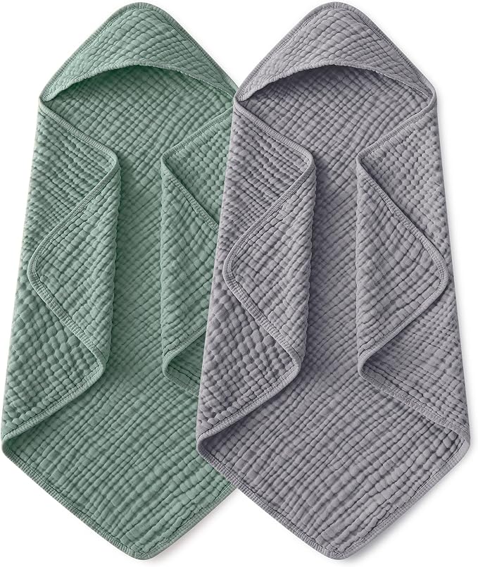 Yoofoss Hooded Baby Bath Towels 2 Pack 100% Muslin Organic Cotton by YOOFOSS