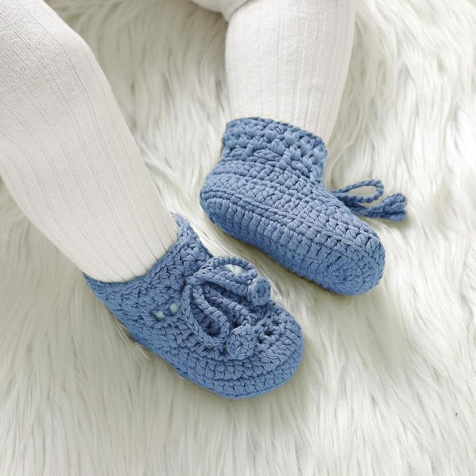 Hadetoto Baby Booties Hand Crochet Knit Cotton Bootie | Soft, Newborn First - Image 4