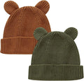 Hadetoto Cotton Baby Beanie Winter Knitted Hat, 2 Pack | Bear Ear Design by Hadetoto