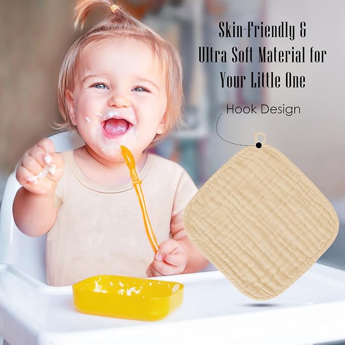 Baby Washcloths -100% Cotton Muslin Soft Baby Bath Wash Cloths and Absorbent - Image 6