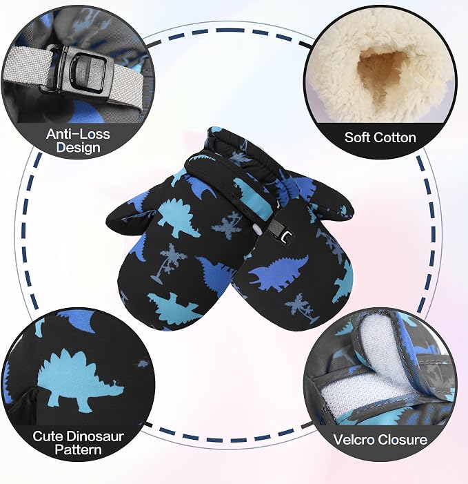 Toddler Mittens Lined Fleece Snow Gloves - Image 2