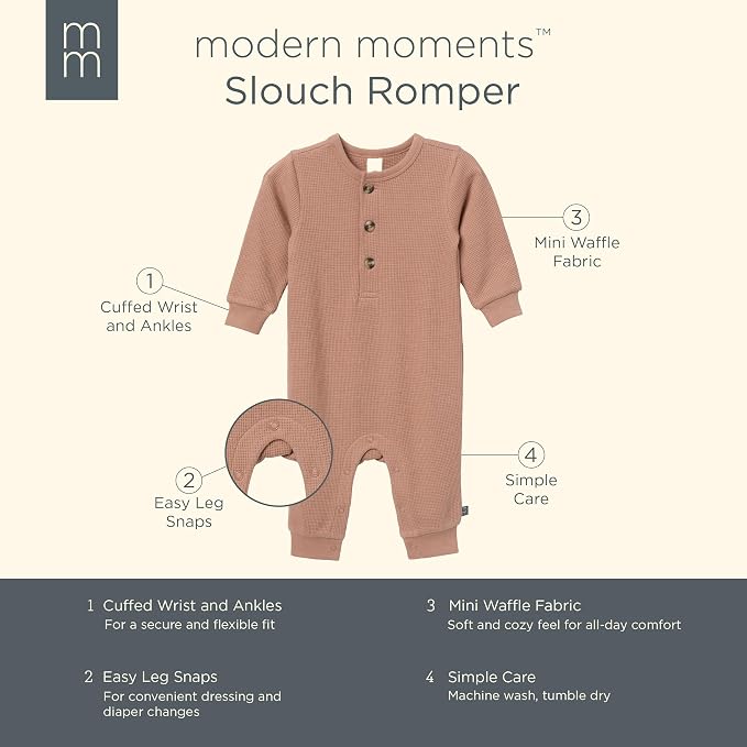 Modern Moments by Gerber Baby Henley Waffle Knit Romper - Image 6