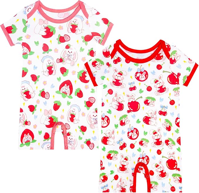 GUISBY Baby Rayon Romper Pajamas, 0-24M | Silky Soft Feel，Snap Closure，Footless by GUISBY