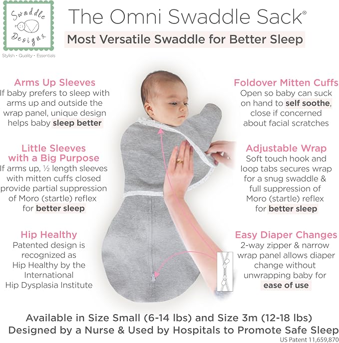 SwaddleDesigns 6-Way Omni Swaddle Sack, Arms Up Swaddle - Image 2