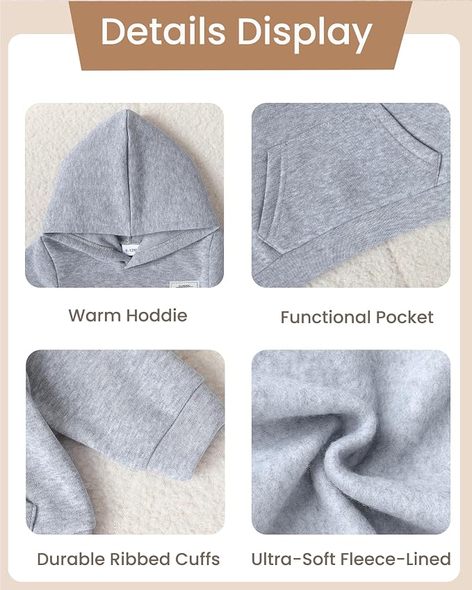 Toddler Baby Boy Clothes Long Sleeve Hoodie Sweatshirt Solid Sweatsuit Jogger - Image 6