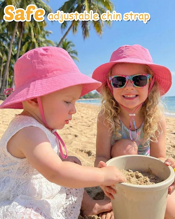 Baby Sun Hat Kids Summer Sun Protection Toddler Bucket Hat Wide Brim Adjustable - Image 5