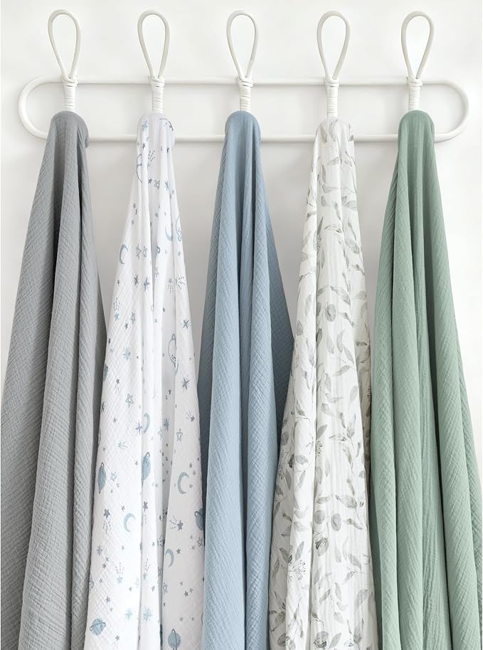 Konssy 3-Pack Muslin Baby Swaddle Blankets, 47 x 47 in Receiving Blankets | - Image 5