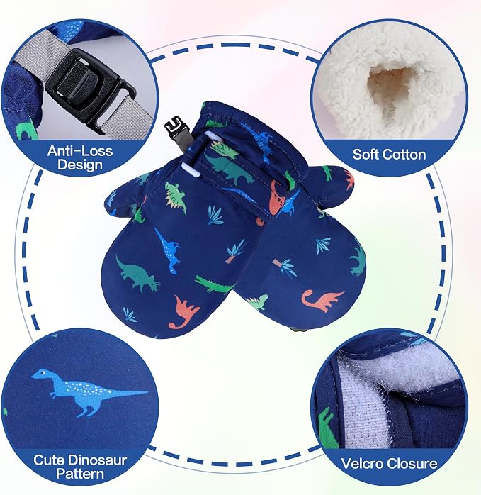 Toddler Mittens Lined Fleece Snow Gloves - Image 2