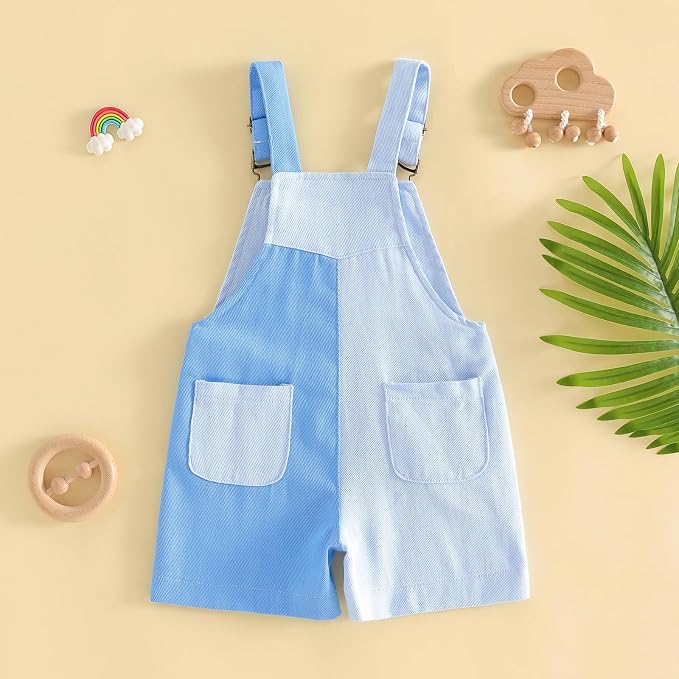 Fernvia Toddler Kids Baby Girl Boy Contrast Color Overalls Shorts Clothes - Image 6