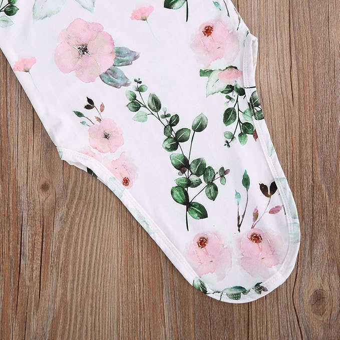 Newborn Baby Girl Floral Sleep Gown Headband Sleepwear Outfit - Image 5