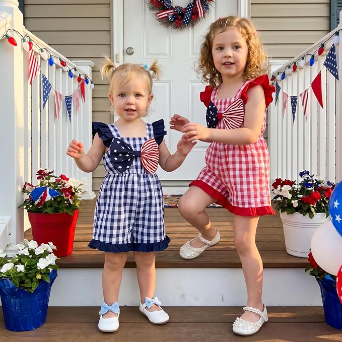 Little Girl Romper Toddler Overalls Summer Bow Jumpsuit Boho Outfit 6M-5T - Image 4