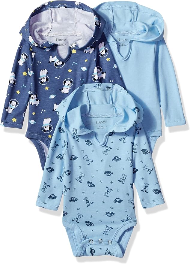Hanes Baby Long Sleeve Bodysuit, Ultimate Bodysuit Hoodie Boys & Girls by Hanes