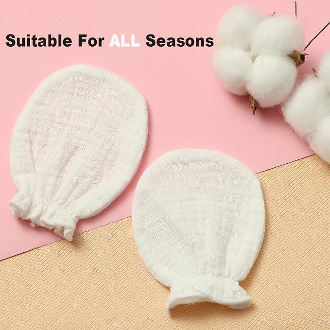 MOMSMENU Baby Mittens Newborn Muslin Soft No Scratch 0-6 Months 6-Pack | - Image 9