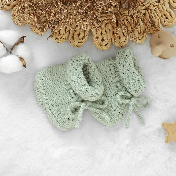 Baby Booties 100% Cotton Knitted Newborn First Cozy Warm Crib Shoes - Image 6