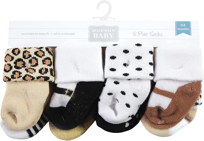 Hudson Baby Baby 8-pack Cotton Rich Newborn and Terry Socks - Image 2