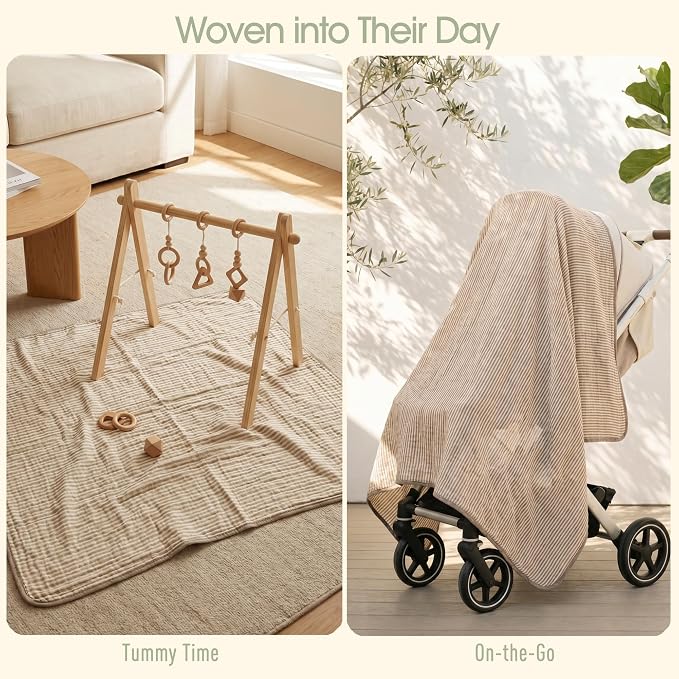 Ultra Soft Muslin Baby Blanket, Organic Cotton Blend | 43x43 Inches, 6-Layer - Image 5