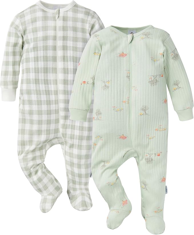 Gerber baby-girls Baby Unisex 2-pack 2-way Zip Textured Sleep 'N Play by Gerber