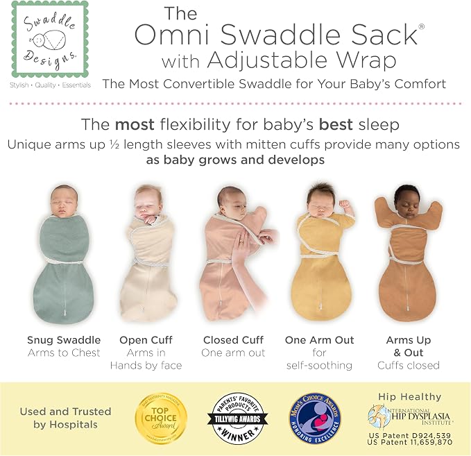 SwaddleDesigns 6-Way Omni Swaddle Sack, Arms Up Swaddle - Image 3