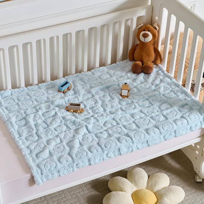 5 Pcs Baby Blanket Heart Checkered Ultra Soft Gift-Ready Plush - Image 7