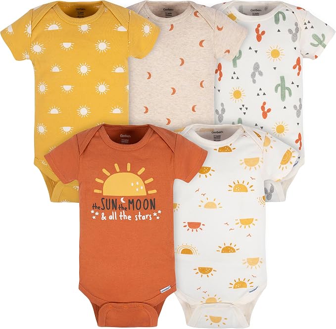 Gerber Baby Girls 5-Pack Short Sleeve Variety Onesies Bodysuits by Gerber