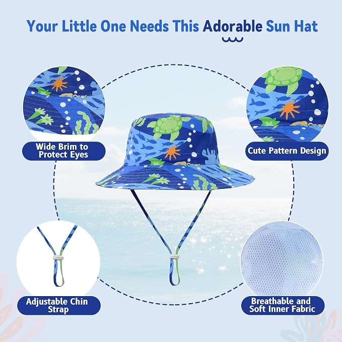 Komorebi Toddler Sun Hat UPF 50+ Kids Beach Bucket Hats Boys Girls 0-8Y | Cute - Image 3