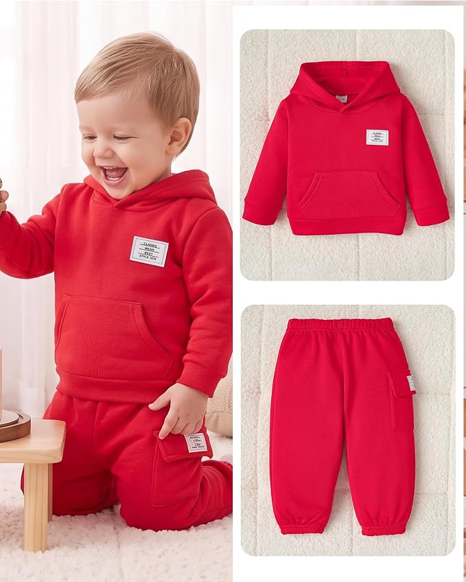 Toddler Baby Boy Clothes Long Sleeve Hoodie Sweatshirt Solid Sweatsuit Jogger - Image 5