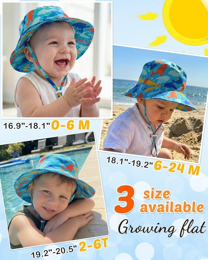 Baby Sun Hat Kids Summer Sun Protection Toddler Bucket Hat Wide Brim Adjustable - Image 6