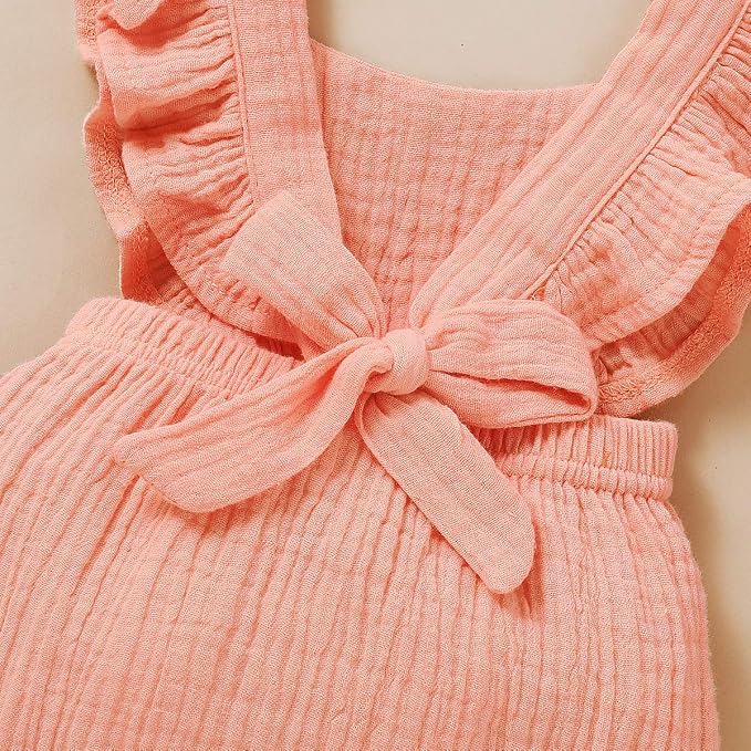YOUNGER TREE Toddler Baby Girl Ruffled Sleeveless Romper Casual Summer Jumpsuit - Image 5