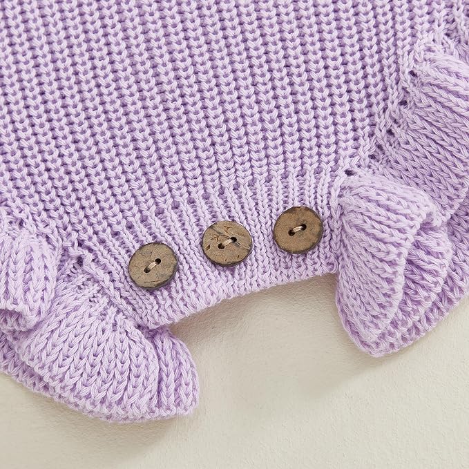 Mubineo Baby Girl Fall Winter Clothes Basic Plain Cute Sweater Romper Outfit - Image 7