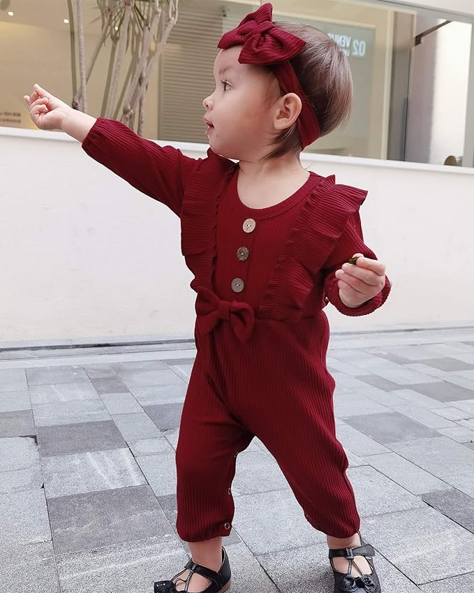 Mioglrie Newborn Baby Girl Clothes 1 Piece Infant Fall Winter Romper Outfit | - Image 2