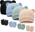 BQUBO Newborn Baby Hats Bear Ears and Mittens Sets Preemie Caps Baby Boy Girl by DRESHOW