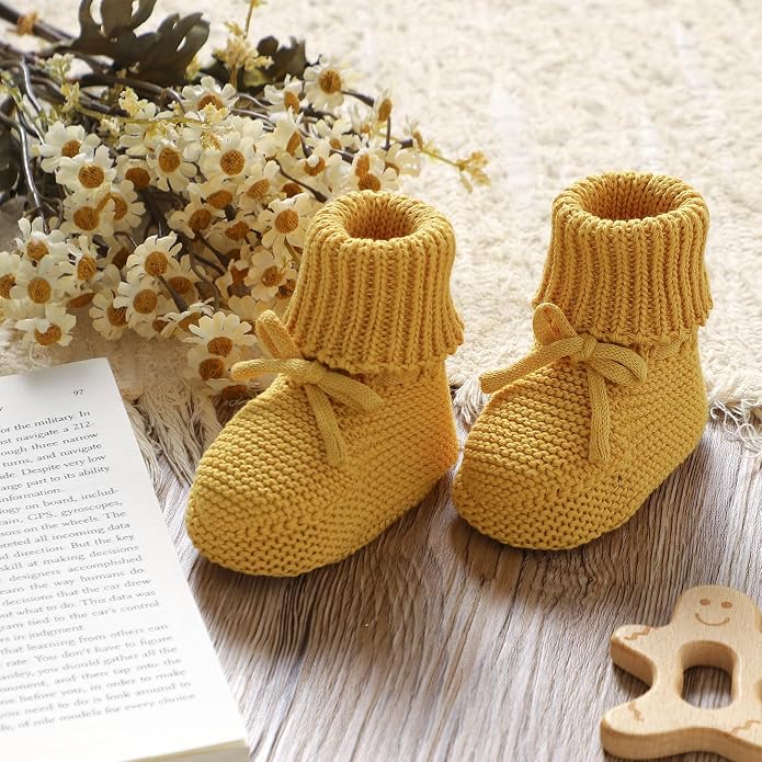 Hadetoto Baby Booties Cotton Newborn Boys Girls Shoes Knit Socks | Cozy Warm - Image 2