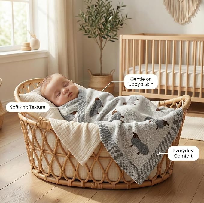 Luxury Cotton Knit Swaddle Baby Blanket - Image 8