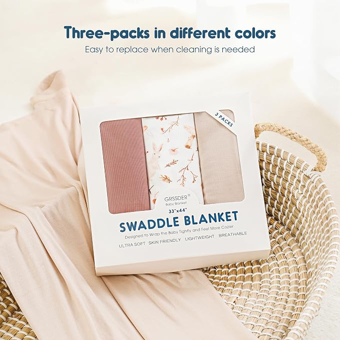 3-Pack Ultra Soft Stretchy Jersey Knit Baby Swaddle Blankets, 33x44 | Snug - Image 7
