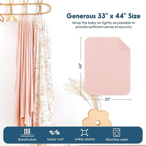 2 Pack Newborn Swaddle Blanket, Ultra Soft Stretchy Jersey Knit Extra Large - Image 2