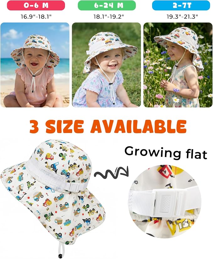 Toddler Baby Sun Hat Kids Summer Beach Essentials Adjustable Beach Hats - Image 5
