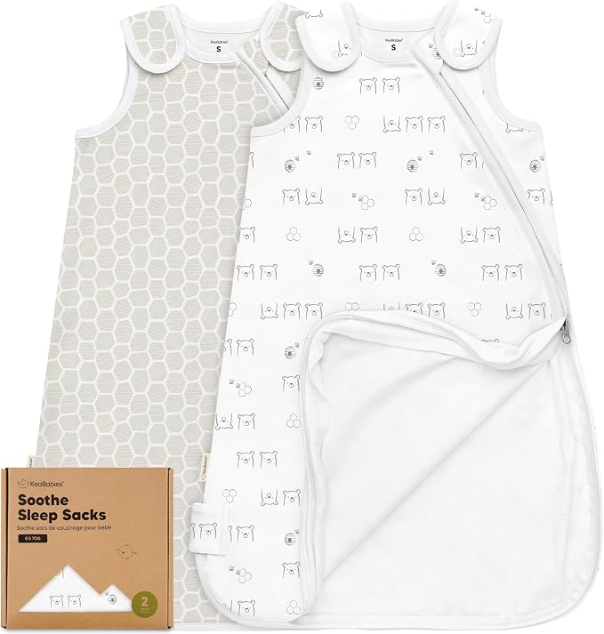 2-Pack Organic Baby Sleep Sacks, 100% Cotton 0.5TOG by KeaBabies