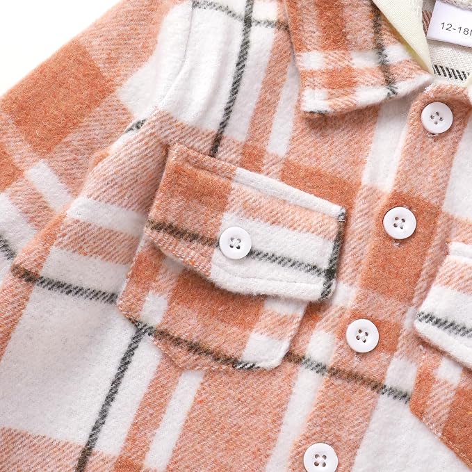 YOUNGER STAR Toddler Kids Boys Girls Flannel Hooded Plaid Shirt Button Baby Red - Image 5
