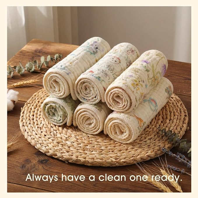Muslin Baby Burp Cloths Organic Cotton Blend Set | 20x10 Inches, Reversible - Image 6