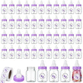 62 Pcs 3.5 Inch Baby Mini Milk Bottle Baby Shower Favor with 500 Adhesive Thank You for Showering Stickers, Small Plastic Candy Bottle DIY Gift for Boy Girl Newborn Baptism Party Decor (Purple)